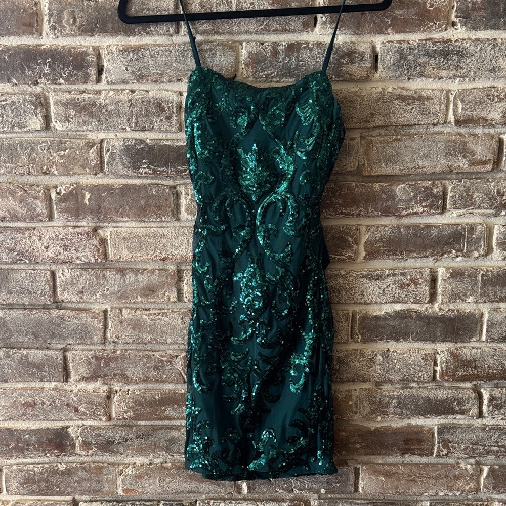B Darlin Emerald Sequin Mini Dress